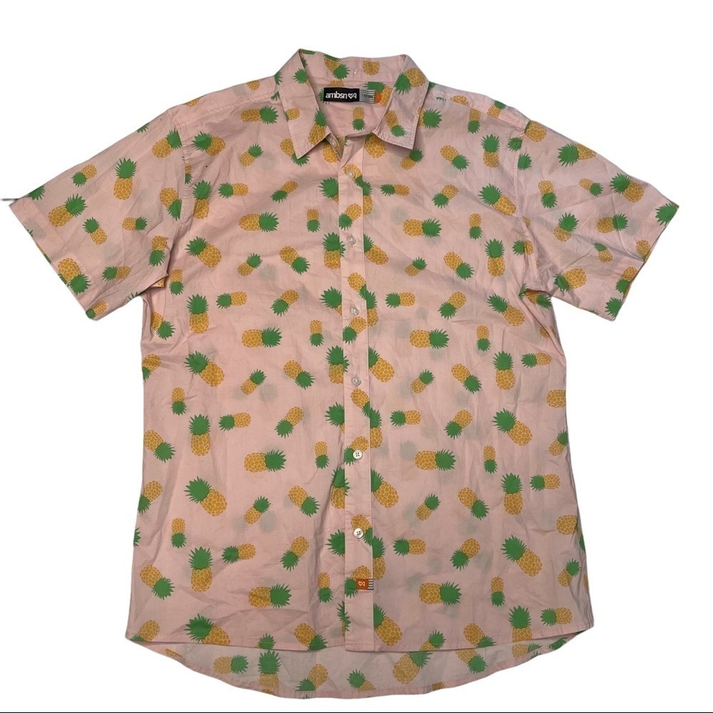 AMBSN Pink Pineapple Short Sleeve Lightweight Summer Casual Dress Shirt …